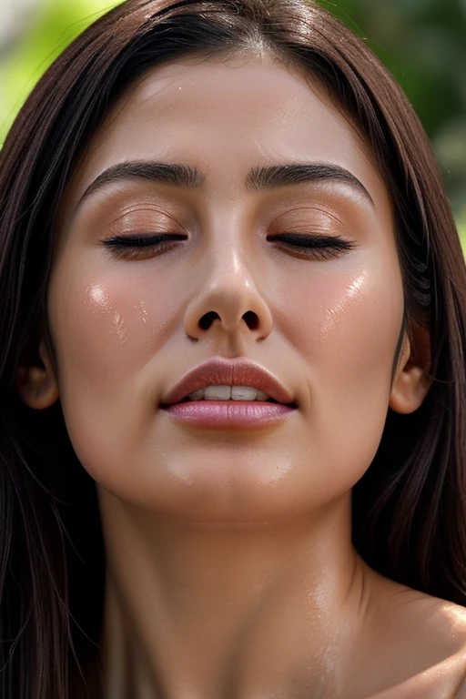 Beautiful Japanese,1 girl(masterpiece:1.2, highest quality), (Realistic, photoRealistic:1.4),, Keep your eyes clearly focused, Nose and mouth,Face Focus, Extreme close up of face、 Age 35,Black Hair、Symmetrical face,Realistic nostrils、Angle from below、Elongated C-shaped nostrils(Sharp Nose)Sweaty skin、Shiny skin,((Brow wrinkles)))(On the tongue)、Deep Kiss、((Thin eyebrows))Oily skin、glistening shining skin、double eyelid、Beautiful woman、Medium Hair,Rolling your eyes,、Shortcuts((half-closed eyes, frown, grimace, scowl))((oily skin,sweat))((Shiny skin)((Sweaty skin))(((licking lips)))