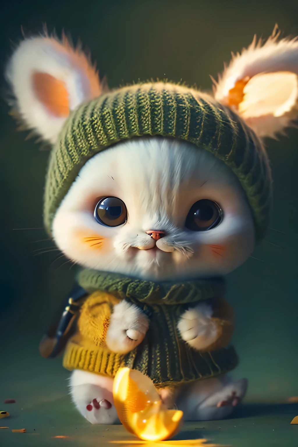 cat, Bright orange color, Looking at the camera, Facing forward,Strong-willed,Holding a glow in the hand,home_human, Depth of written boundary, ((Background is sky)), ((White background)) Dark Green_Grams, Dressed in DRK_Grams, Deep Shadow, (dark: 1.4), (8K, Raw photo, highest quality, masterpiece: 1.2), Logo, vector, Line Graphics, Design-wise, Inspiration, straight line, symmetry