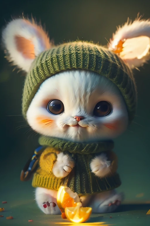 cat, Bright orange color, Looking at the camera, Facing forward,Strong-willed,Holding a glow in the hand,home_human, Depth of written boundary, ((Background is sky)), ((White background)) Dark Green_Grams, Dressed in DRK_Grams, Deep Shadow, (dark: 1.4), (8K, Raw photo, highest quality, masterpiece: 1.2), Logo, vector, Line Graphics, Design-wise, Inspiration, straight line, symmetry
