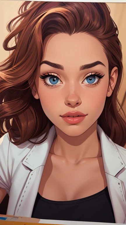 Beautiful portrait mode pose Cartoon character in dynamic pose two women together Jenna Ortega. om 1,60cm on the left and along with a symmetrical body and beautiful breasts, corpo bem definido, delicado e sensual, estilo de desenho animado, digital illustration Jenna Ortega Portrait mode