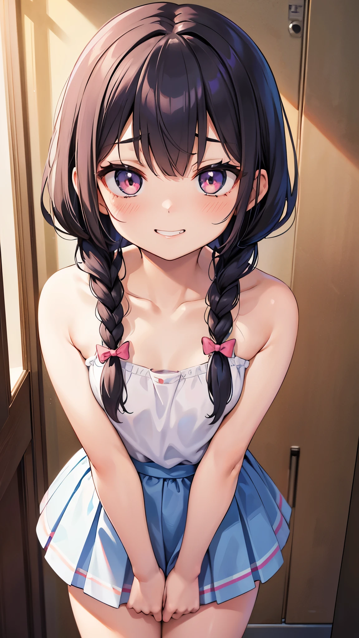 1 nubile juvenile junior idol cute lovable adorable tiny australian middle-school girl energetic, loose hair, shy smile, exposed supple breast, unique face, blacke hair, jav actress, naked, immature, childish, acting super shy, delicate, weak, loving romantic vibes, in love, small short height, preparing for mating, dwarf girl noble queen short slim legs, mischievous, soft babyfaced gentle happy looking face, carefree, unblemished skin, otaku student president, grin, braids hairstyle, naughty, teasing, awkward short girl, pitite lityle dainty diminutive, shougakusei shoujo, excited, hyperactive girl, skirt, small shoulders, slim arms, acting spoiled, sch0olgirl bangs, small breasts, 10 years old fashion trendy beautiful beautiful beautiful girl, gentle and attractive beautiful girl, 10 years old, delicate and sexy collarbone, Attractive oval face, double eyelids, smart peach blossom eyes, pink lips, small nose, bare shoulders, ultra high definition, super detail, fresh and impressive
