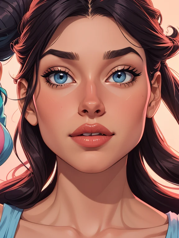 Beautiful portrait mode pose Cartoon character in dynamic pose two women together Jenna Ortega wandinha Adamms om 1,60cm on the left and along with a symmetrical body and beautiful breasts, corpo bem definido, delicado e sensual, estilo de desenho animado, digital illustration Jenna Ortega wandinha Adams Portrait mode
