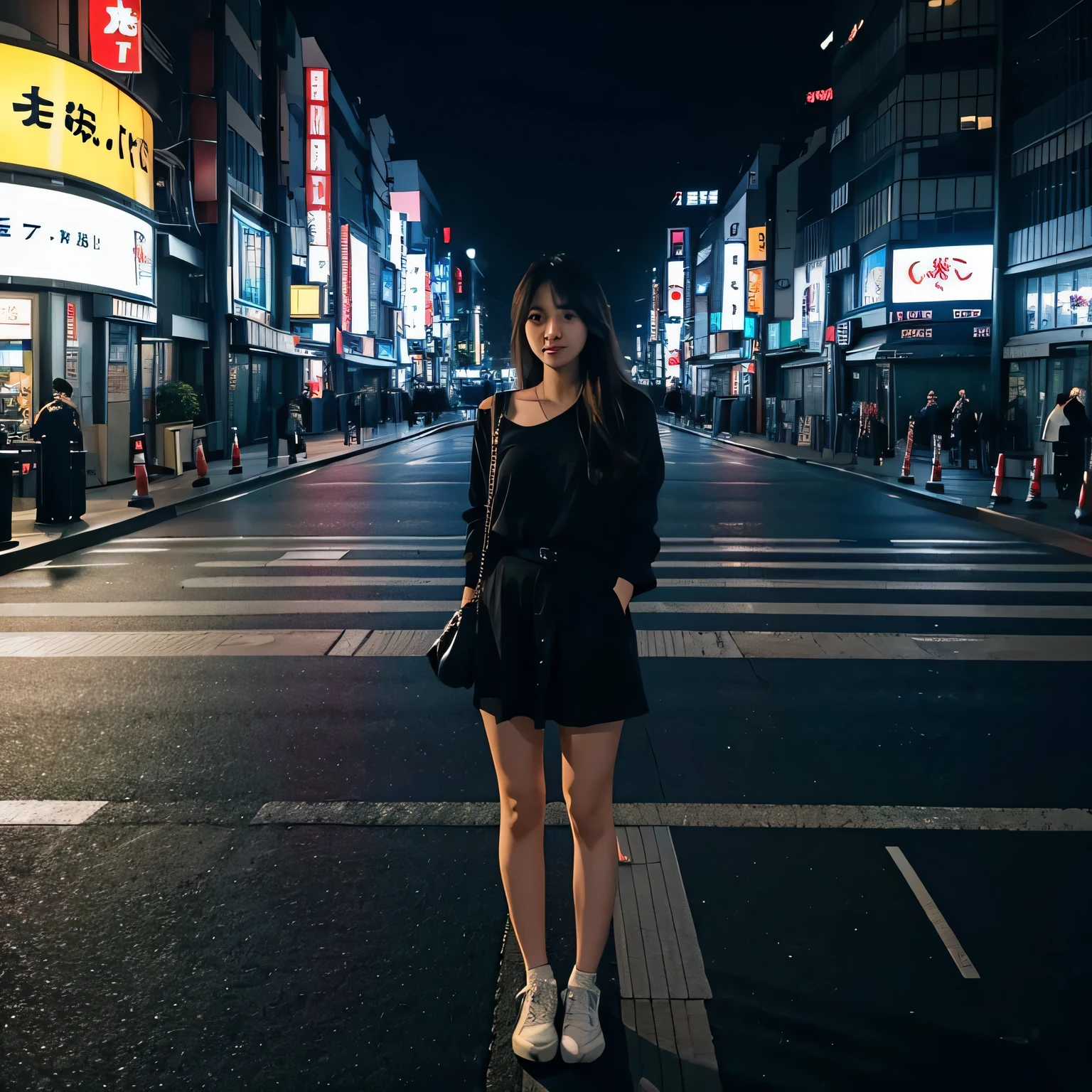 1girl, Tokyo street,night, (very depth),(in the girl),
cityscape,city lights, full body, 8k, RAW photo, best quality, masterpiece,realistic, photo-realistic,