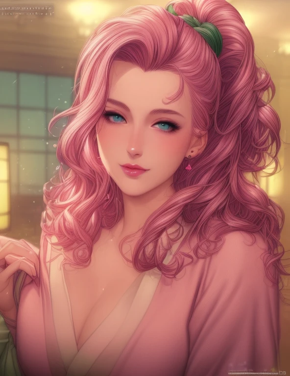 beautiful girl college student, masterpiece, light makeup, pink lips, green hair, messy long hair, , beautiful, elegant. super fine details, master works, authentic texture, cinematic lighting realism, 16K, hd,blue eyes、japanese,Beautiful Face、cute smile,、brown hair、beautiful hair、ponytail、glamorous