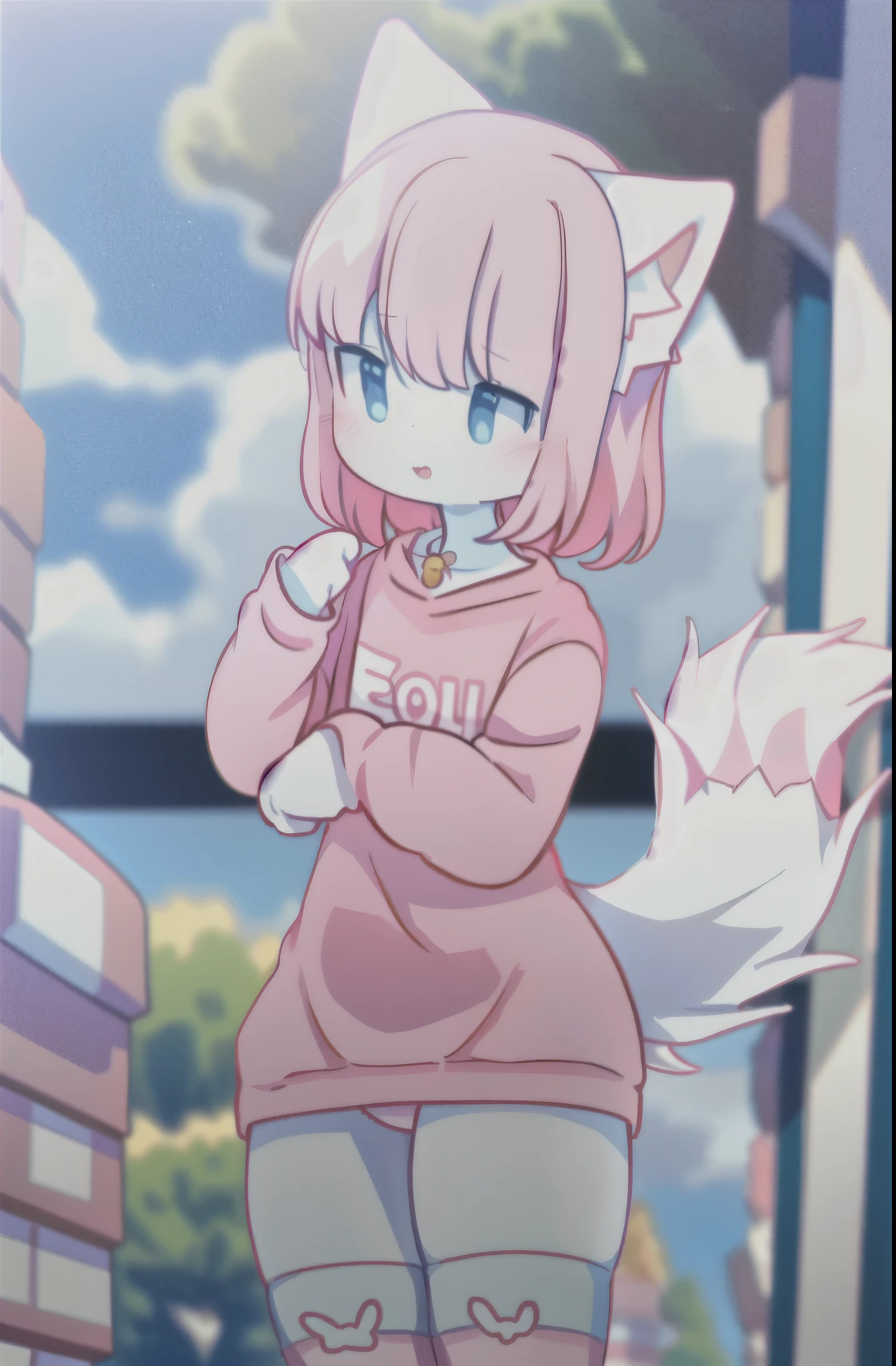 anime girl with a pink shirt and white crotch, and a pink cat, fursona!!!!, female furry mini cute style, cute anime catgirl, furry fursona, furry art!!!, holo is a wolf girl, furry furaffinity, fursona art, nyaruko-san, female fursona, nekomimi, anime catgirl, fursona commission