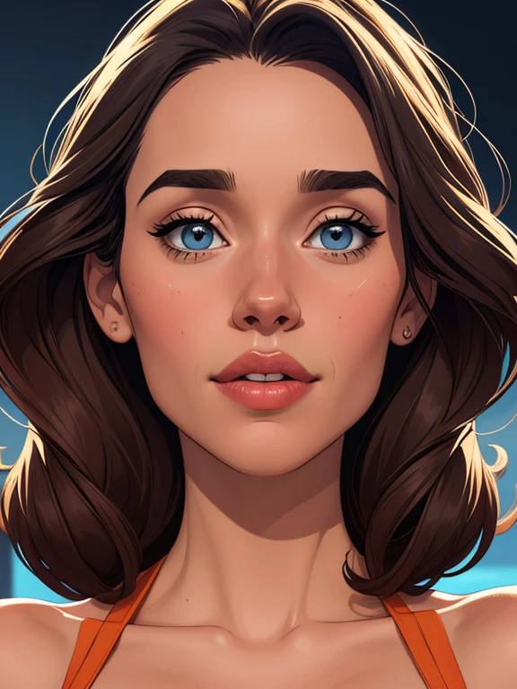 Beautiful portrait mode pose Cartoon character in dynamic pose two women together Jenna Ortega wandinha Adamms om 1,60cm on the left and along with a symmetrical body and beautiful breasts, corpo bem definido, delicado e sensual, estilo de desenho animado, digital illustration Jenna Ortega wandinha Adams Portrait mode Jennifer Connelly Olivia Wilde