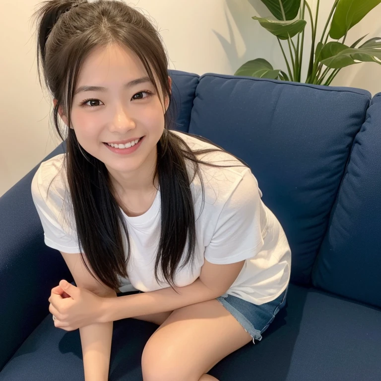 (of the best quality、8k、32k、A masterpice、UHD:1.2)、Cute Japan Woman Pictures、1gril、short black hair、l(Leading Ahead:1.7)、squatting down、(from below view:1.3)、pov、(Nursing clothing:1.0)、(short skirt of dark blue color:0.8)、no-bra、neckless、medium chest、hospital、sneakers、Wide open chest、smile、Emphasis on the chest、Crawling on all fours、nurse、Hospital room、nurse、crouching cowgirl、vaginal、Gonzo