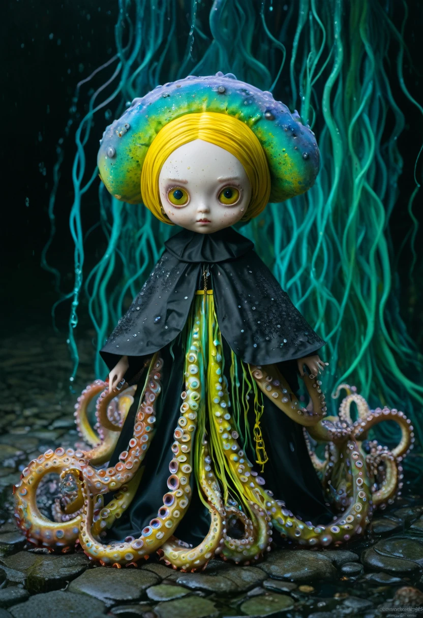 8K, ARTISTIC photogrAphy, best quAlity, mAsterpiece: 1.2), A (potrAit:1.2) witch BLOOD Toon Doll Cthulhu nun QUEEN, EYES, CYAN many octopus style tentacles, full body RAW candid cinema, yellow hair, 16mm, color graded portra 400 film, remarkable color, ultra realistic, sad admosphere, dark lighting, oppressive atmosphere, depressive colors, kodak portra 400, photograph,r, Natural Light, Pinhead lighgts, blur reflection, Brush Strokes, Smooth, abstract, Splatter, Oil On Canvas, rainbow colors, fractal isometrics details bioluminescens : a stunning realistic photograph of wet bone structure, 3d render, octane render, intricately detailed, titanium decorative headdress, cinematic, trending on artstation | Isometric | Centered