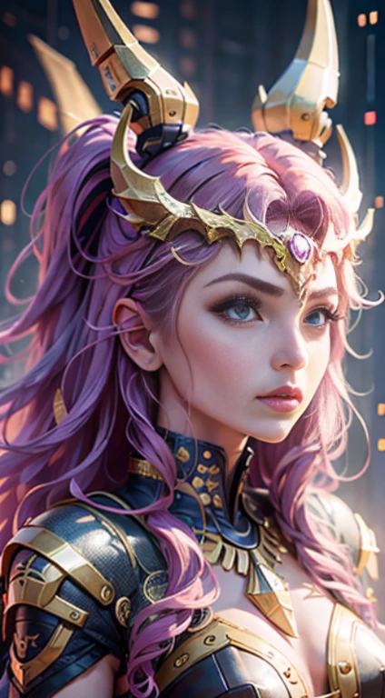 An animal with a human head and golden horns, Dragoon portrait, Mystic Anubis Valkyrie, Long legs, cyber armor, Golden Boot, Highly detailed fantasy characters, 8k detail fantasy,
