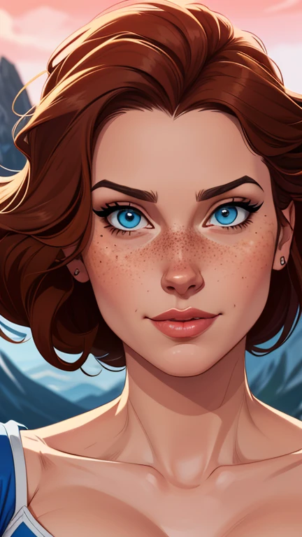 Beautiful portrait mode pose Cartoon character in dynamic pose two women together with freckles on their faces Disney princess Queen Anna of Arendelle with 1,60cm on the left and together with a symmetrical body and beautiful breasts, corpo bem definido, delicado e sensual, estilo de desenho animado, digital illustration Portrait mode a close up of two women Cartoon style digital illustration in bikinis in front of a mountain, artegerm e lois van baarle, artegerm e atey ghailan, modelo uniforme | artegerm, artegerm e Genzoman, artegerm comic, como visto em artegerm, artegerm e wlop, artegerm and rossdraws style digital illustration cartoon style 