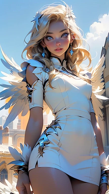 girl,1girl,(small breasts:1.2),((((long hair, blonde hair, ))),((blue_eyes:1.5)),glowing eyes,intricate eyes,beautiful detailed eyes,symmetrical eyes,((fat)),(((lustrous skin:1.5,bright skin: 1.5,skin tanned,shiny skin,very shiny skin,shiny body,plastic glitter skin,exaggerated shiny skin,illuminated skin))),(spider lower abdomen,narrow waist,wide hip,athletic body,inflated legs,thick thighs,detailed body,(detailed face)),

cute,slutty,seductive,erotic,(nsfw),

(((Holy GUARDIAN ANGEL,white and large wings,feathers, has feather wings))),Anime,(Maid),Cute,lovelyan anime,(anime angel girl in white dress with white feathers in wind), (wings,dress,feathered wings, blush,white dress, feathers,white wings),

(dynamic pose:1.0),happy,(centered,scale to fit dimensions,Rule of thirds),

((floating in the clouds, sky and clouds background)),scenery:1.25,((intricate scenery)),

(Glossy holy ornaments),highres,sharp focus,(ultra detailed,extremely detailed),(photorealistic artwork:1.37),(extremely detailed CG unity 8k wallpaper),(((vibrant colors,vibrant theme))),(intricate),(masterpiece),(best quality),artistic photography,(photography taken by sldr),(intricate background),perfect rendered face,perfect face details,realistic face,photo realistic,((intricate detail)),(((realism))),
