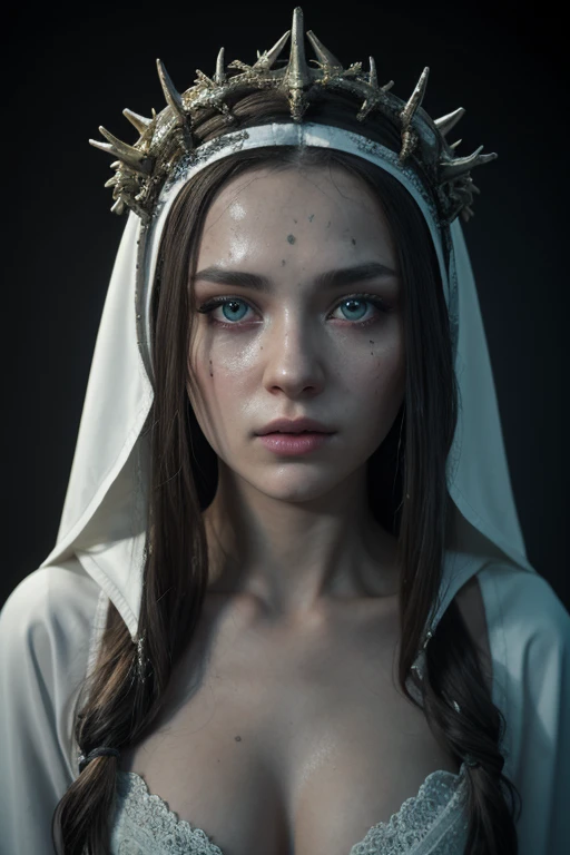 8K, ARTISTIC photogrAphy, best quAlity, mAsterpiece: 1.2), A (potrAit:1.2) witch BLOOD Toon Doll Cthulhu nun QUEEN, EYES, CYAN many octopus style tentacles, full body RAW candid cinema, yellow hair, 16mm, color graded portra 400 film, remarkable color, ultra realistic, sad admosphere, dark lighting, oppressive atmosphere, depressive colors, kodak portra 400, photograph,r, Natural Light, Pinhead lighgts, blur reflection, Brush Strokes, Smooth, abstract, Splatter, Oil On Canvas, rainbow colors, fractal isometrics details bioluminescens : a stunning realistic photograph of wet bone structure, 3d render, octane render, intricately detailed, titanium decorative headdress, cinematic, trending on artstation | Isometric | Centered