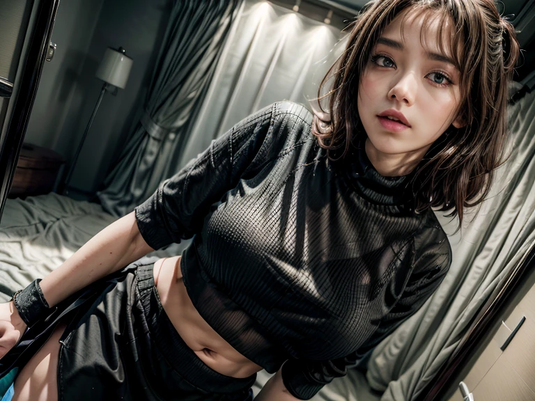 1girl wearing crop top and skirt,(8k,hd,ultrahd,realistic,hdr,detailed)