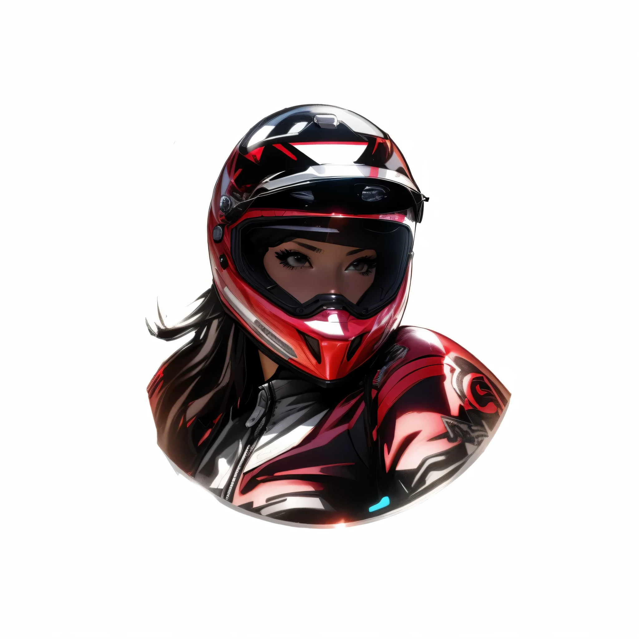 there is a woman in a helmet and a red shirt, stylized motorcycle helmet, Glowing eyes in a helmet, portrait of modern darna, biker, Works of art in 4K, motorbiker, HQ 4K Phone Wallpaper, Martin, then a work of art, portrait, portrait ninja gaiden girl, Airbrush digital art, digital painting style, motorcycle helmet, 4k digital image, 4k art