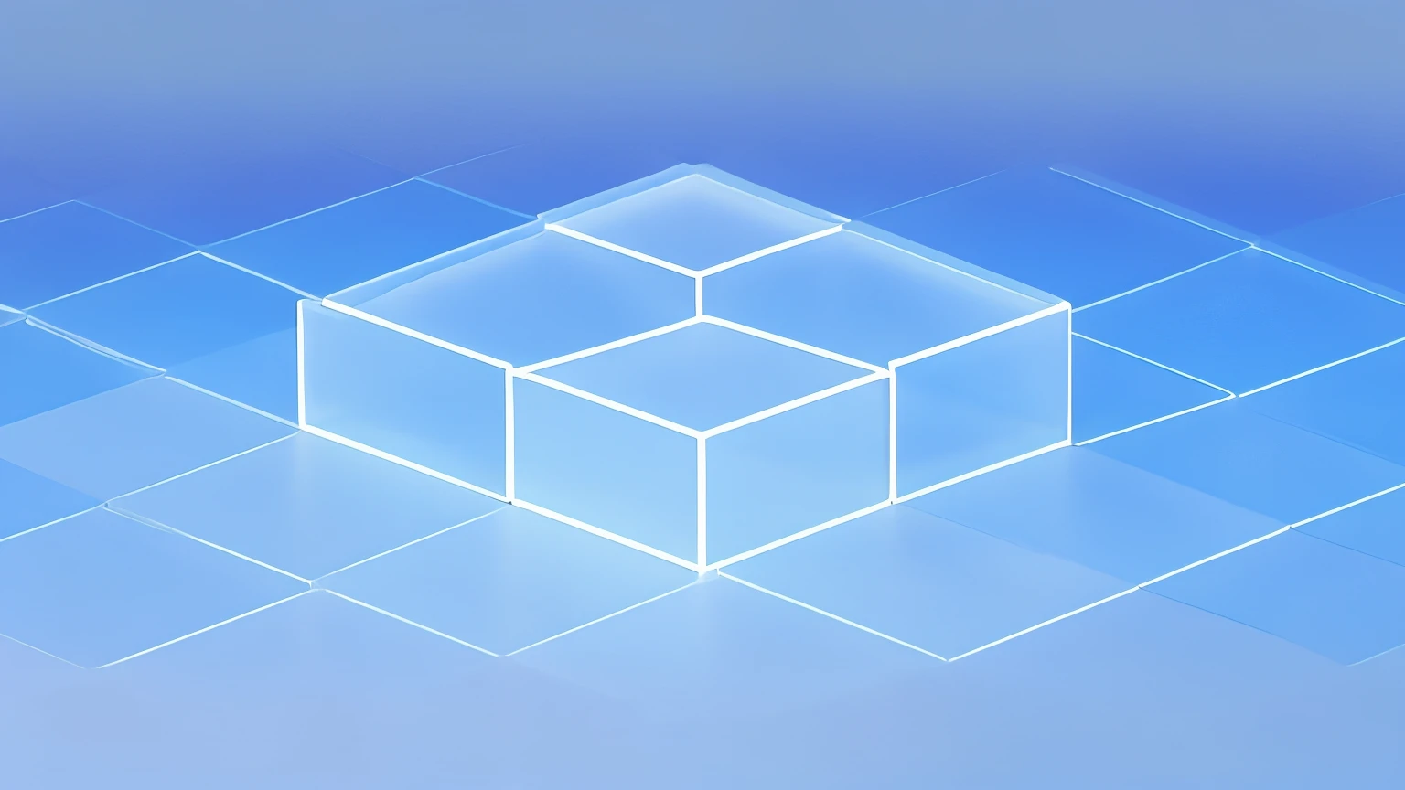 Microsoft Wind,Frosted glass,Gradient glass,gentle,science and technology,blue color,Clean background,The subject is an abstract geometric structure