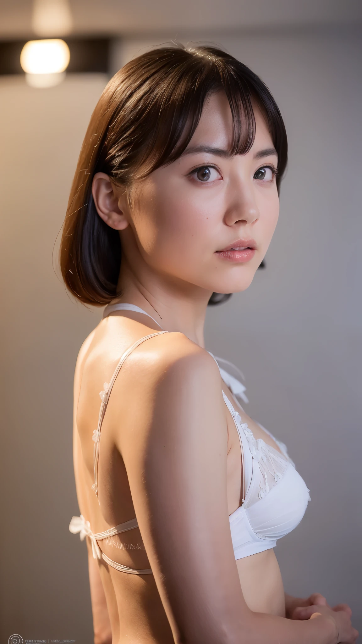 "((highest quality,16k,High resolution,masterpiece:1.6)),ultra-detailed,(Realistic,photoRealistic,photo-Realistic:1.6),18-year-old,whole body,((Place your arms behind your head and show your sides.:1.5)),(( White Micro Bikini:1.6)),beautiful detailed face,detailed, Thin waist and thick hips,Very beautiful and healthy girl, ((The body is facing forward and glaring at the camera:1.6))，fit pic, Cottagecore!! Fitness Body, Amouranth, Beautiful face with arms and legs, better known as Amouranth,,((Beautiful background blur))、Soft studio lighting，((Delicate artwork dark grey background))、((A beautiful figure that stands out against a dark background))、((Anatomically correct fingers of the hand))、((Correct Number))、
Soft lighting"