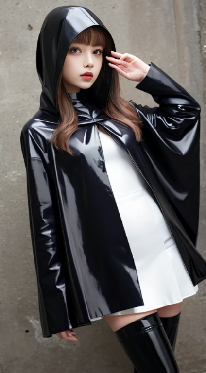 Latex pvc leather cape cloak coat satin sailor uniform