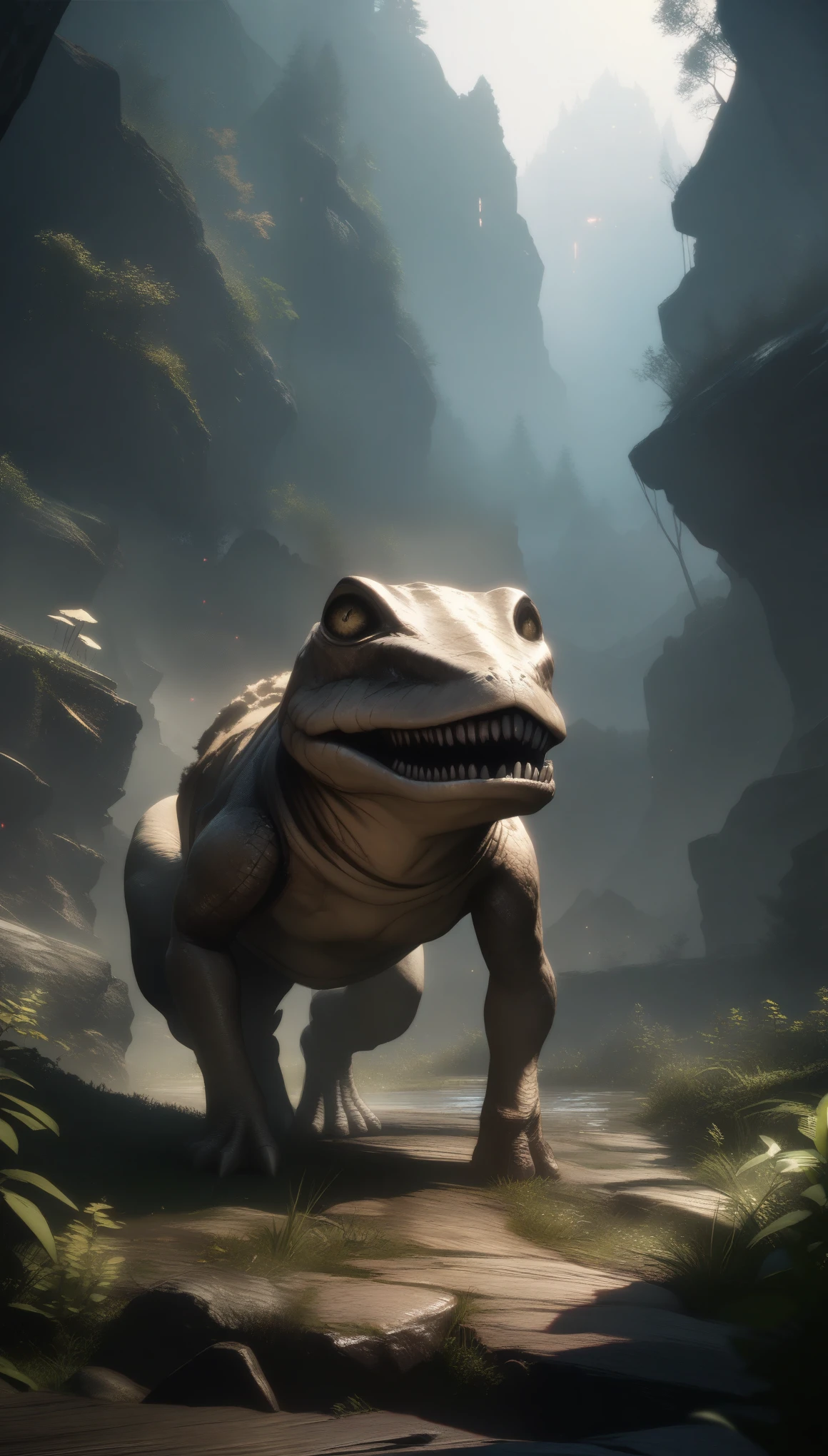 32k, best quality, ultra high res, HDR, UHD, extremely detailed CG, unity 32k wallpaper, (masterpiece, highest quality:1.3), High resolution, (8k resolution), (非常にdetailedな肖像画:1.1), toadstools, stop-motion, Horror, Outdoor, No humans, scenery, Realistic, (detailed:1.2), Volumetric lighting