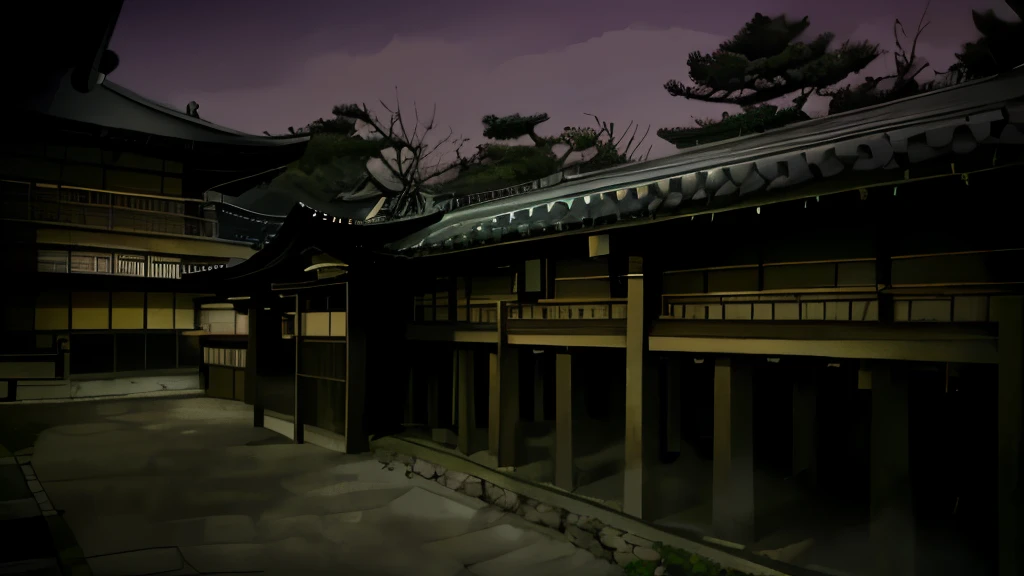 at night view of a building with a roof and a fence, Japan at Nightの町で, Edo period house in the background, Sigma 2.Shot at f1.0mm. 4, Mysterious temple scenery, Quiet Tokyo alley at night, Night Photo, Kyoto Japan Setting, Ryokan and Edo period house, Ancient Japanese architecture, at night!, at night!!, Japan at Night,Adjust the ratio