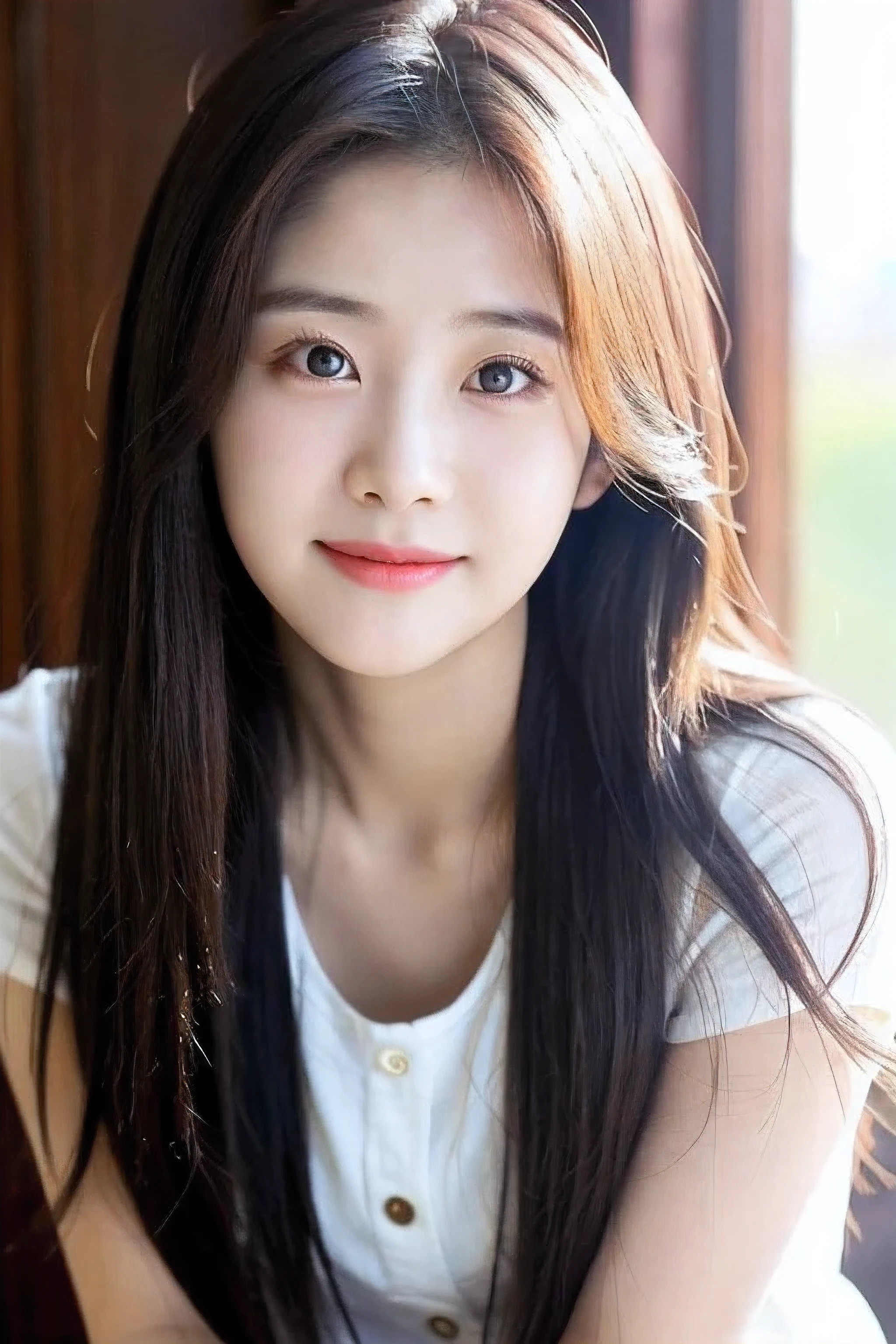((best quality)), ((masterpiece)), (detailed), perfect face, korean girl, Beautiful beauty, Sad but smiling face, long hair, Big, pretty eyes