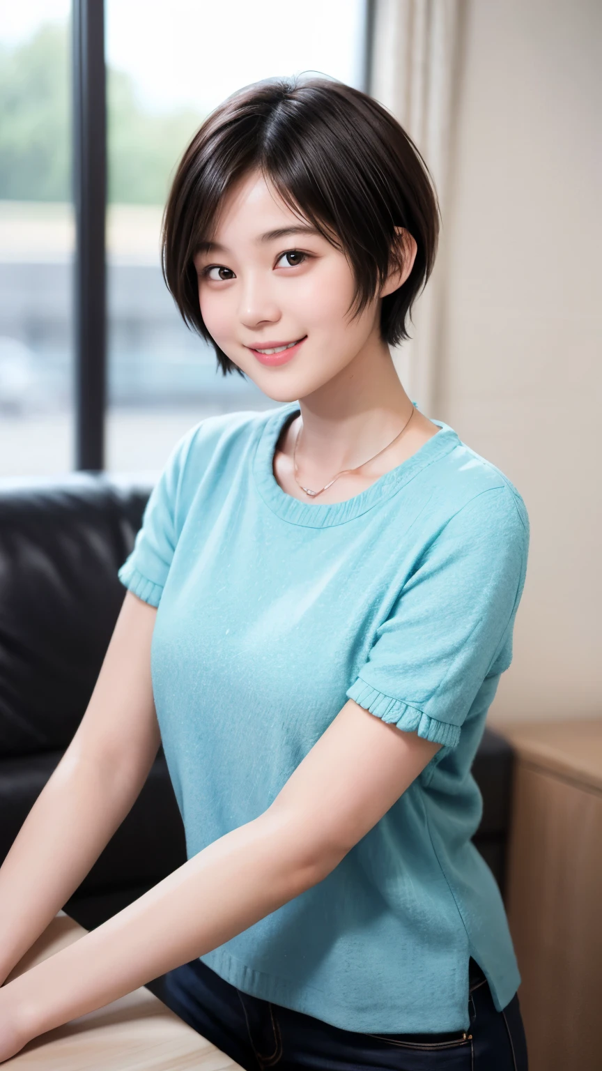 215 Short Hair, 20-year-old woman, A kind smile
