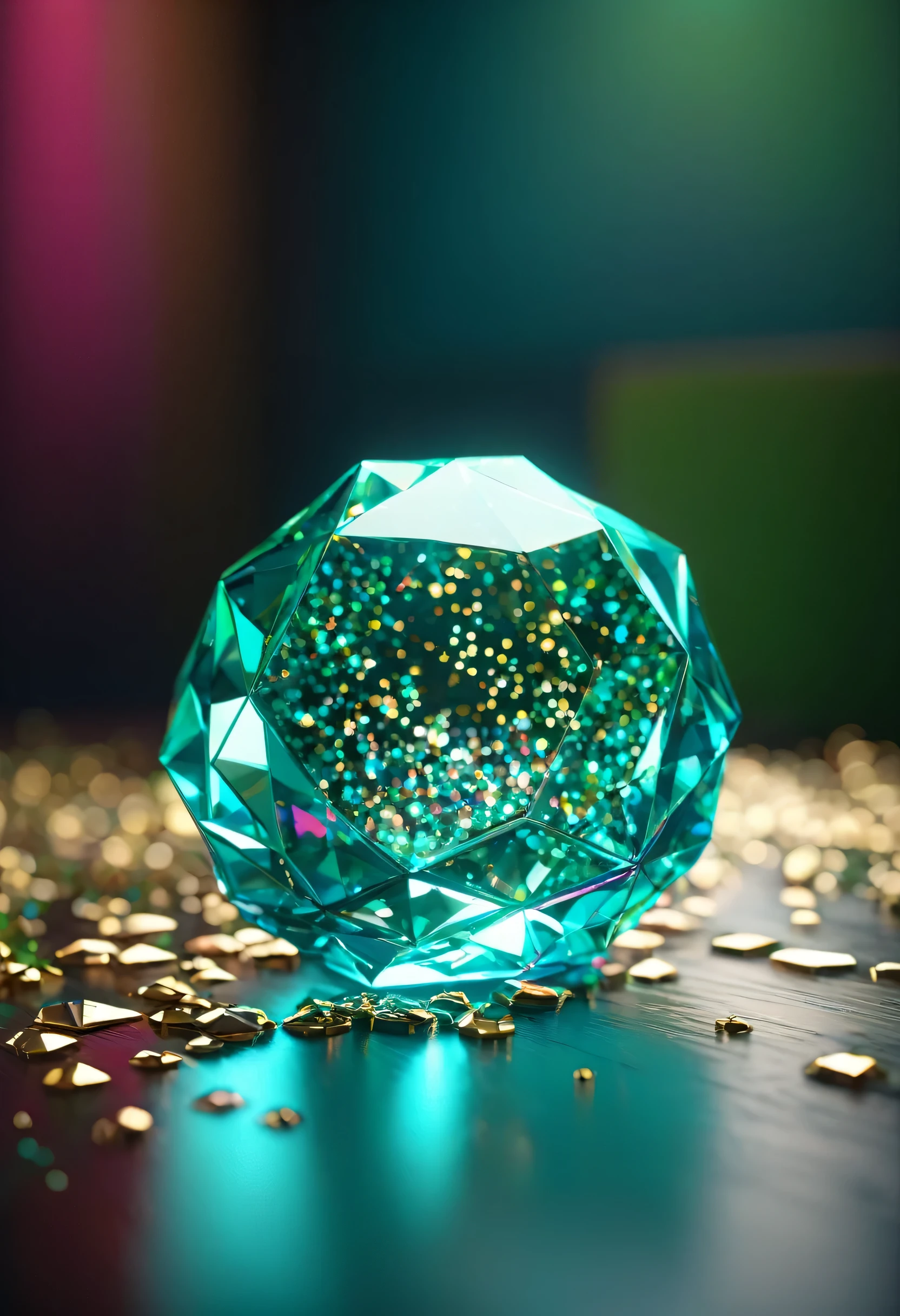 enigma, octane render, unreal engine, cinematic, hyper realism, 16k, depth of field, bokeh. iridescent accents. vibrant. teal and gold and diamond blue and pink and green scheme