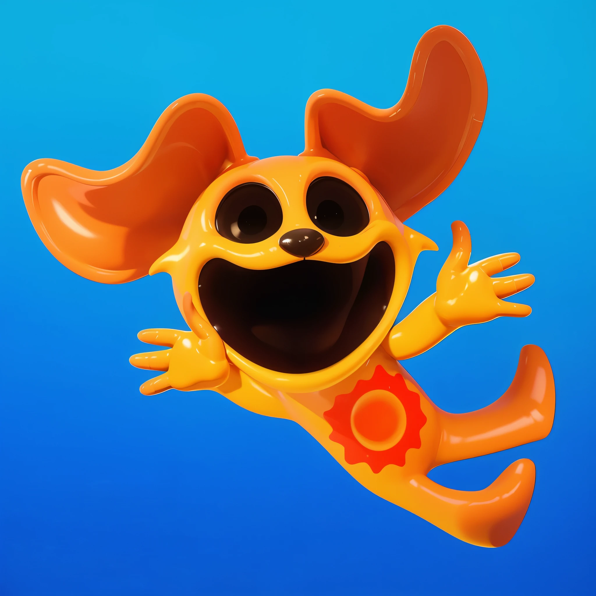 The image depicts a 3D character of a girl dressed in multicolored jester attire. She has a large red bow on her head, and her eyes are wide with surprise. She has her mouth open and appears to be pointing to the left. The background is a solid blue.Stylized 3D, chewing body, stylized character, 3D character, 3rd character A blue character with a hat, a sad face, and a yellow bow tie is standing in front of a door. It has two golden loops around its body. there is a blue-orange daddy long legs in a hat and a yellow rope, iconic character with high detail, 3 d illustration, 3D illustration, stylized digital illustration, art of mobile games, in the elevator, Digital illustration -, Game illustration, mobile game background, 2d digital illustration, evil. Bright colors. Cute, blue daddy long legs toy, glossy texture, smooth 3d model, A character head, wearing a pink dress and a crown, 3D icon for mobile game, cartoon key frame rendering, Cute 3D рендеринг, Friendly cat, zbrush color rendering. perfect cgi, cgi art created only with gradients, smooth silhouette, high intensity refraction, (plastic material), most beautiful vfx, blue background, plastic refractions, pink mommy long legs toy, smooth 3d model, multiple light sources, rim light, sharp post effects render, (gplastic texture with multiple big light probe refractions), perfect cgi, cgi art created only with gradients, smooth silhouette, high intensity refraction, (plastic material), most beautiful vfx, blue background, plastic refractionsмультяшная Young woman в красной юбке и синей рубашке, Чаки style, animated character, dancing character, 3rd character render, April render, 3rd character art, 3rd character, 3D character, cartoon character, Young woman, 3D rendering of characters 8k, Tuni, 3D rendering stylized