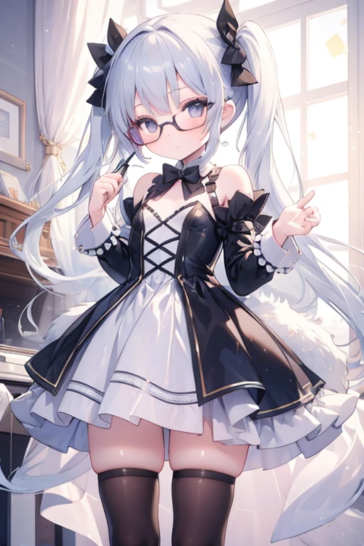 ( Girl:1.5),Girls of short stature,(Small breasts:1.3),glasses,