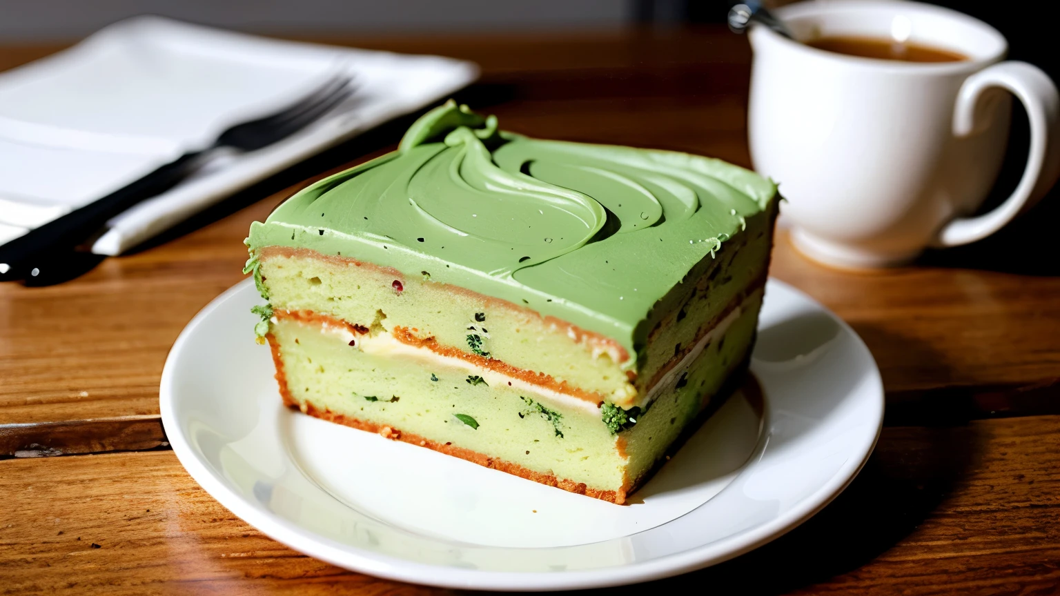 green tea cake,Take a picture