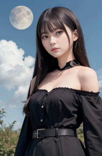 Anime girl with long hair and blue eyes standing in front of the full moon, anime style 4 k, Stunning anime face portrait, Detailed Digital Anime Art, anime art wallpaper 4k, anime art wallpaper 4k, Anime art wallpaper 8k, Beautiful Anime Portrait, Smiling, (Alebries Art Style), Meteor shower in the starry sky, Several lesbians sitting together looking at the stars,Disturbance,Disturbance:1.3,masutepiece, Best Quality, intricate detailes, absurderes,,(Urzan-6500-v1 Edition, Edition.3,PureFace_v1,rendering by octane)