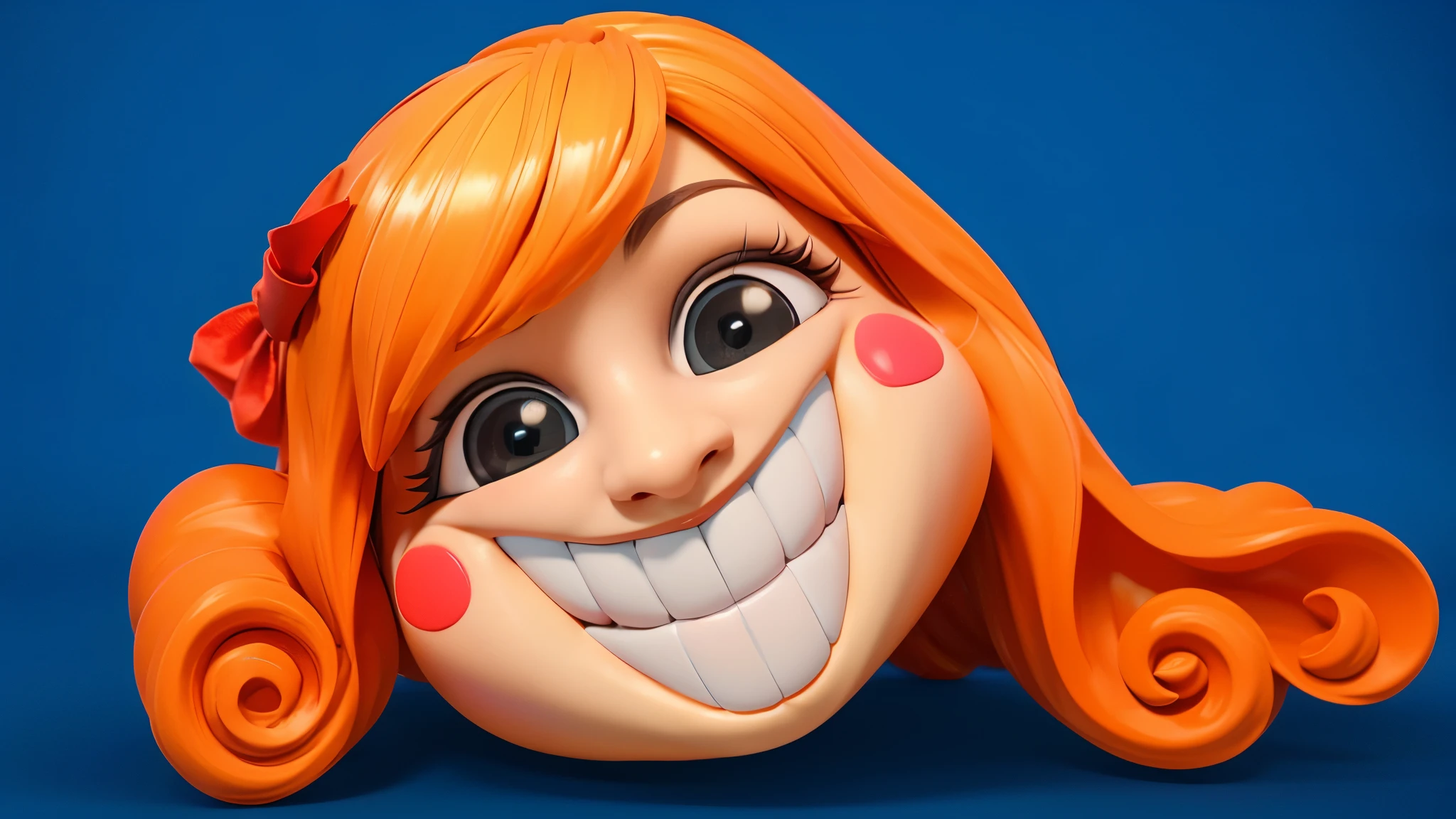 The image depicts a 3D character of a girl dressed in multicolored jester attire. She has a large red bow on her head, and her eyes are wide with surprise. She has her mouth open and appears to be pointing to the left. The background is a solid blue.Stylized 3D, chewing body, stylized character, 3D character, 3rd character A blue character with a hat, a sad face, and a yellow bow tie is standing in front of a door. It has two golden loops around its body. there is a blue-orange daddy long legs in a hat and a yellow rope, iconic character with high detail, 3 d illustration, 3D illustration, stylized digital illustration, art of mobile games, in the elevator, Digital illustration -, Game illustration, mobile game background, 2d digital illustration, evil. Bright colors. Cute, blue daddy long legs toy, glossy texture, smooth 3d model, A character head, wearing a pink dress and a crown, 3D icon for mobile game, cartoon key frame rendering, Cute 3D рендеринг, Friendly cat, zbrush color rendering. perfect cgi, cgi art created only with gradients, smooth silhouette, high intensity refraction, (plastic material), most beautiful vfx, blue background, plastic refractions, pink mommy long legs toy, smooth 3d model, multiple light sources, rim light, sharp post effects render, (gplastic texture with multiple big light probe refractions), perfect cgi, cgi art created only with gradients, smooth silhouette, high intensity refraction, (plastic material), most beautiful vfx, blue background, plastic refractionsмультяшная Young woman в красной юбке и синей рубашке, Чаки style, animated character, dancing character, 3rd character render, April render, 3rd character art, 3rd character, 3D character, cartoon character, Young woman, 3D rendering of characters 8k, Tuni, 3D rendering stylized