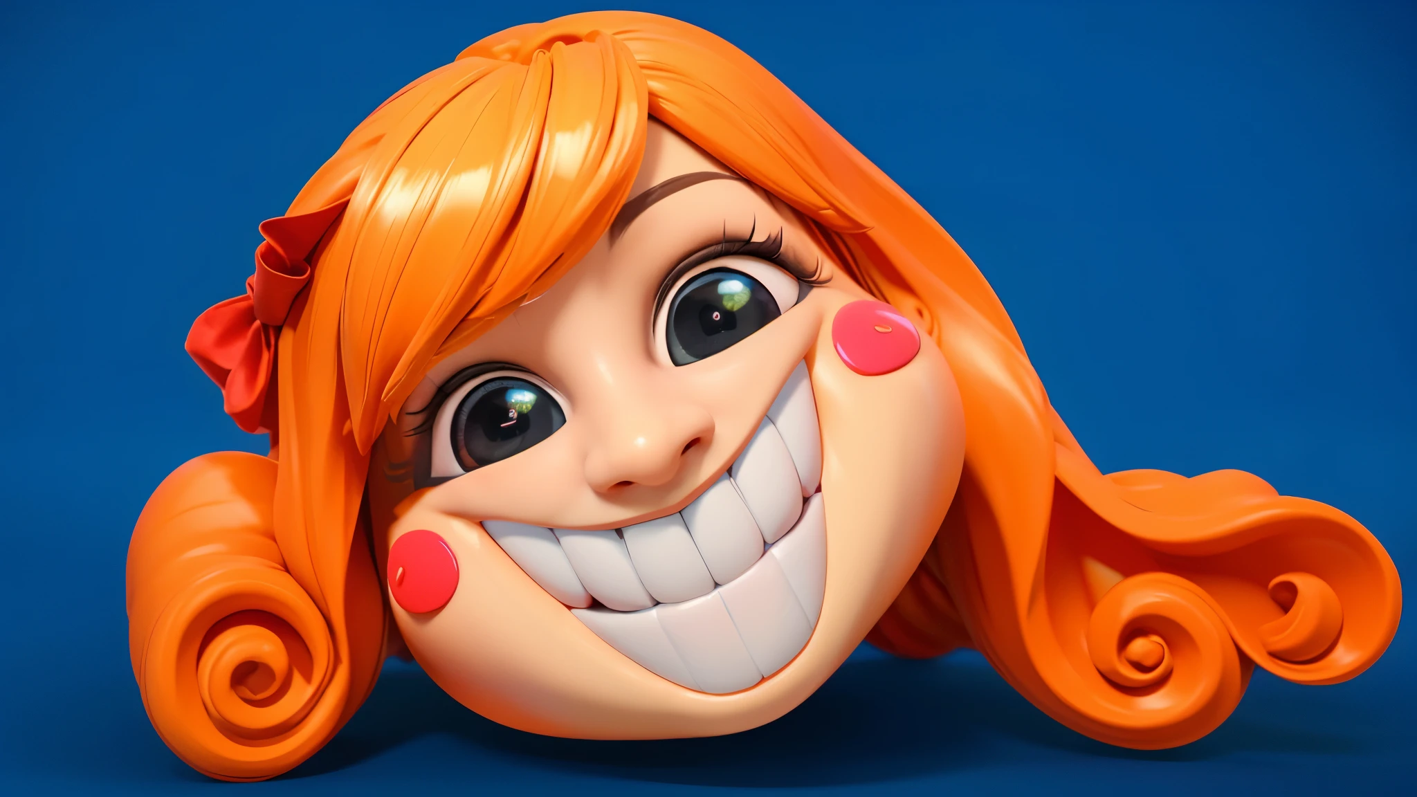 The image depicts a 3D character of a girl dressed in multicolored jester attire. She has a large red bow on her head, and her eyes are wide with surprise. She has her mouth open and appears to be pointing to the left. The background is a solid blue.Stylized 3D, chewing body, stylized character, 3D character, 3rd character A blue character with a hat, a sad face, and a yellow bow tie is standing in front of a door. It has two golden loops around its body. there is a blue-orange daddy long legs in a hat and a yellow rope, iconic character with high detail, 3 d illustration, 3D illustration, stylized digital illustration, art of mobile games, in the elevator, Digital illustration -, Game illustration, mobile game background, 2d digital illustration, evil. Bright colors. Cute, blue daddy long legs toy, glossy texture, smooth 3d model, A character head, wearing a pink dress and a crown, 3D icon for mobile game, cartoon key frame rendering, Cute 3D рендеринг, Friendly cat, zbrush color rendering. perfect cgi, cgi art created only with gradients, smooth silhouette, high intensity refraction, (plastic material), most beautiful vfx, blue background, plastic refractions, pink mommy long legs toy, smooth 3d model, multiple light sources, rim light, sharp post effects render, (gplastic texture with multiple big light probe refractions), perfect cgi, cgi art created only with gradients, smooth silhouette, high intensity refraction, (plastic material), most beautiful vfx, blue background, plastic refractionsмультяшная Young woman в красной юбке и синей рубашке, Чаки style, animated character, dancing character, 3rd character render, April render, 3rd character art, 3rd character, 3D character, cartoon character, Young woman, 3D rendering of characters 8k, Tuni, 3D rendering stylized