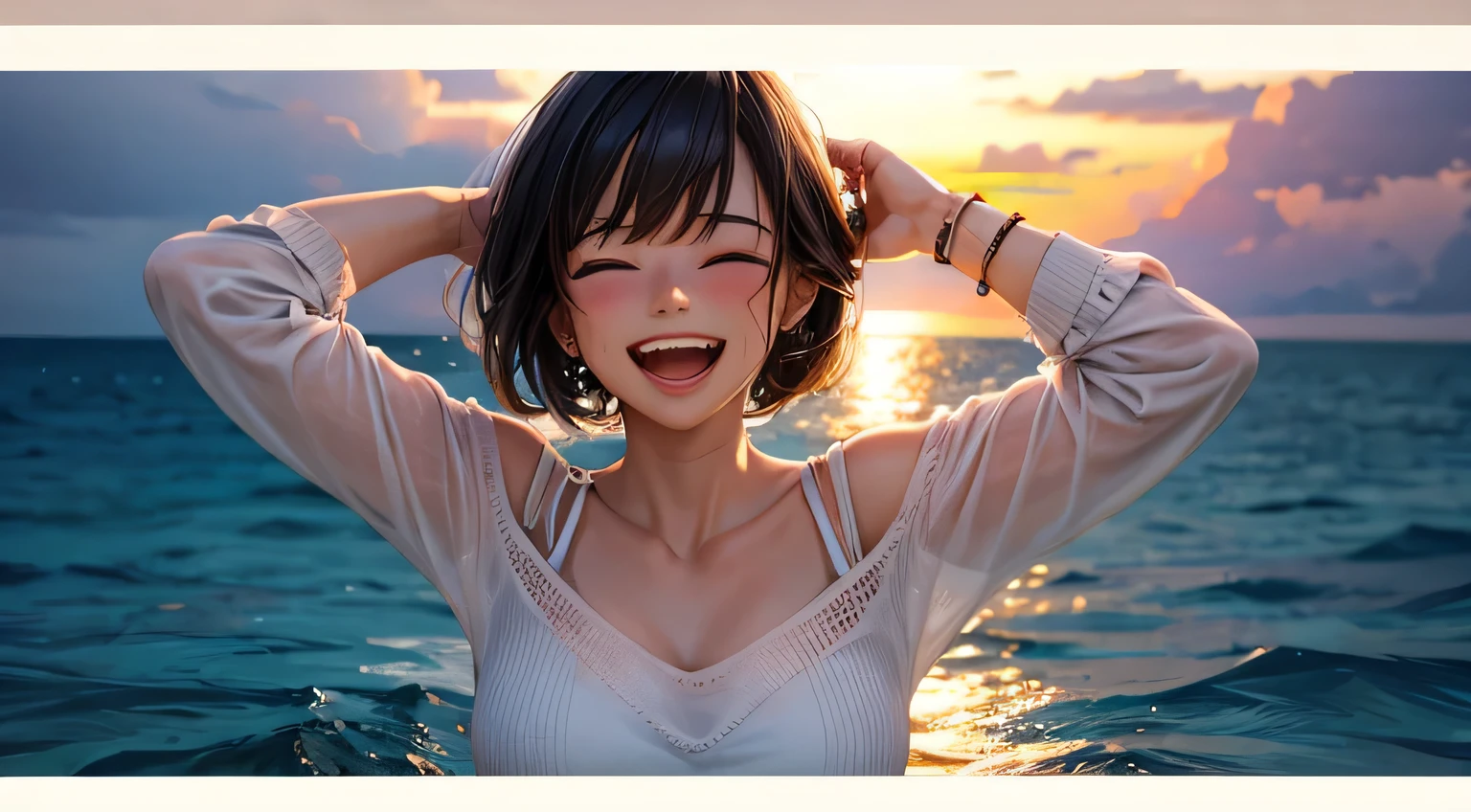 A woman laughing