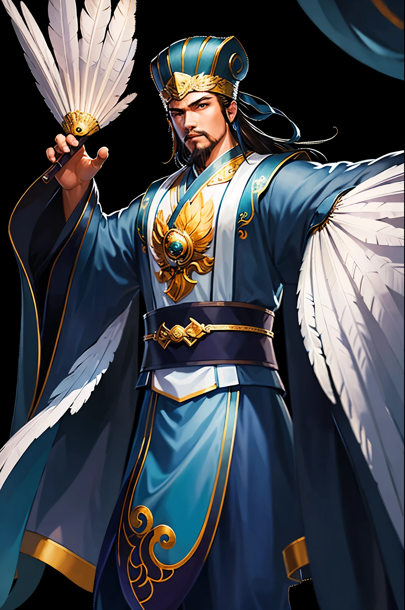 One boy,(8k,Best image quality,masterpiece:1.4),low posture,darkness,(pray),wish upon a star,I can&#39;t see your face,ファイナルFantasy,(Fantasy),(lights),alone,White Chinese Chat,Chinese clothing,(Handle Feather Fan),Zhuge Kongming，Real Humans