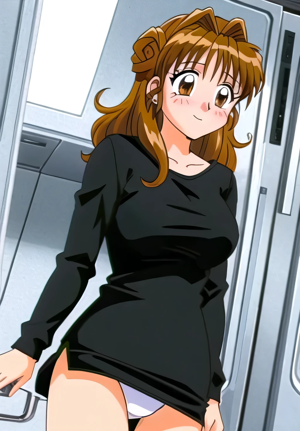 Maron,(((underwear))),(((Pink good))),pupil_Brown,blush,Embarrassing,smile,locker room,Maron_Change clothes,masterpiece, expensive quality, very_expensive_solve, big_file size, Full Color,
