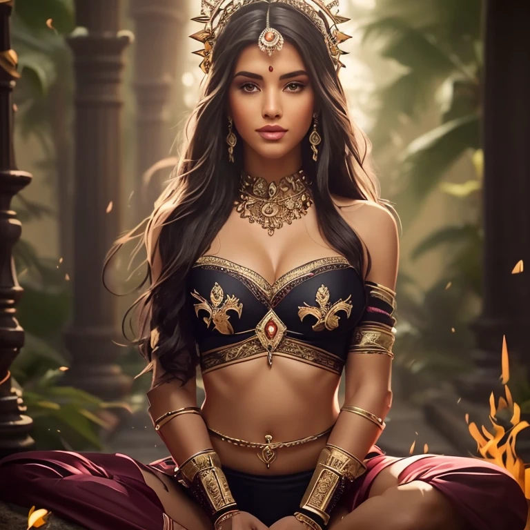 make this image more sexy and beautiful, a woman in a bikini sitting on a rock with a crown on her head, uma linda imperatriz de fantasia, extremely detailed artegerm, Arte de fantasia 4k, estilo de arte de fantasia, epic estilo de arte de fantasia hd, even model | artegerm, alena aenami and artegerm, style of artegerm, arte conceitual | artegerm, Deusa linda