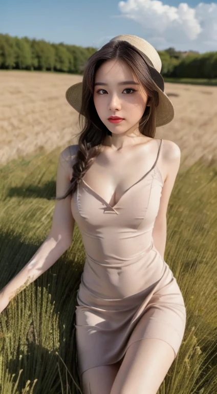 (((all nude no wear undress))),(((spring field strow Hat)))