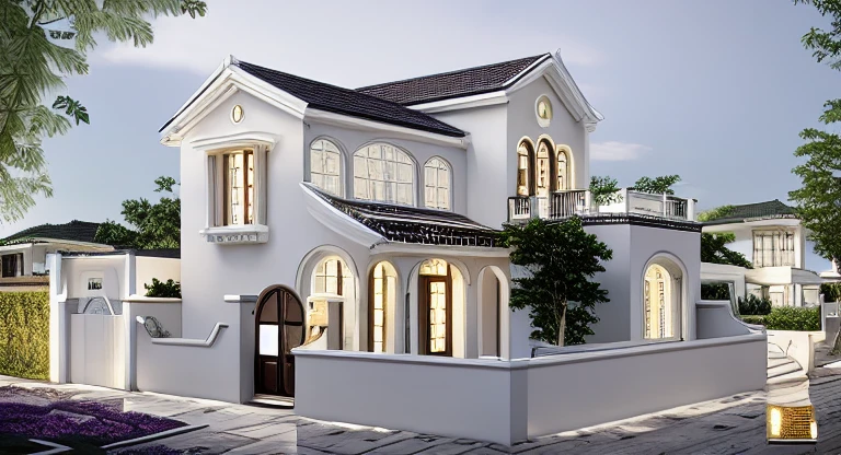 (masterpiece, best quality:1.2), KTH Villa - Classic long, villa, classical style 