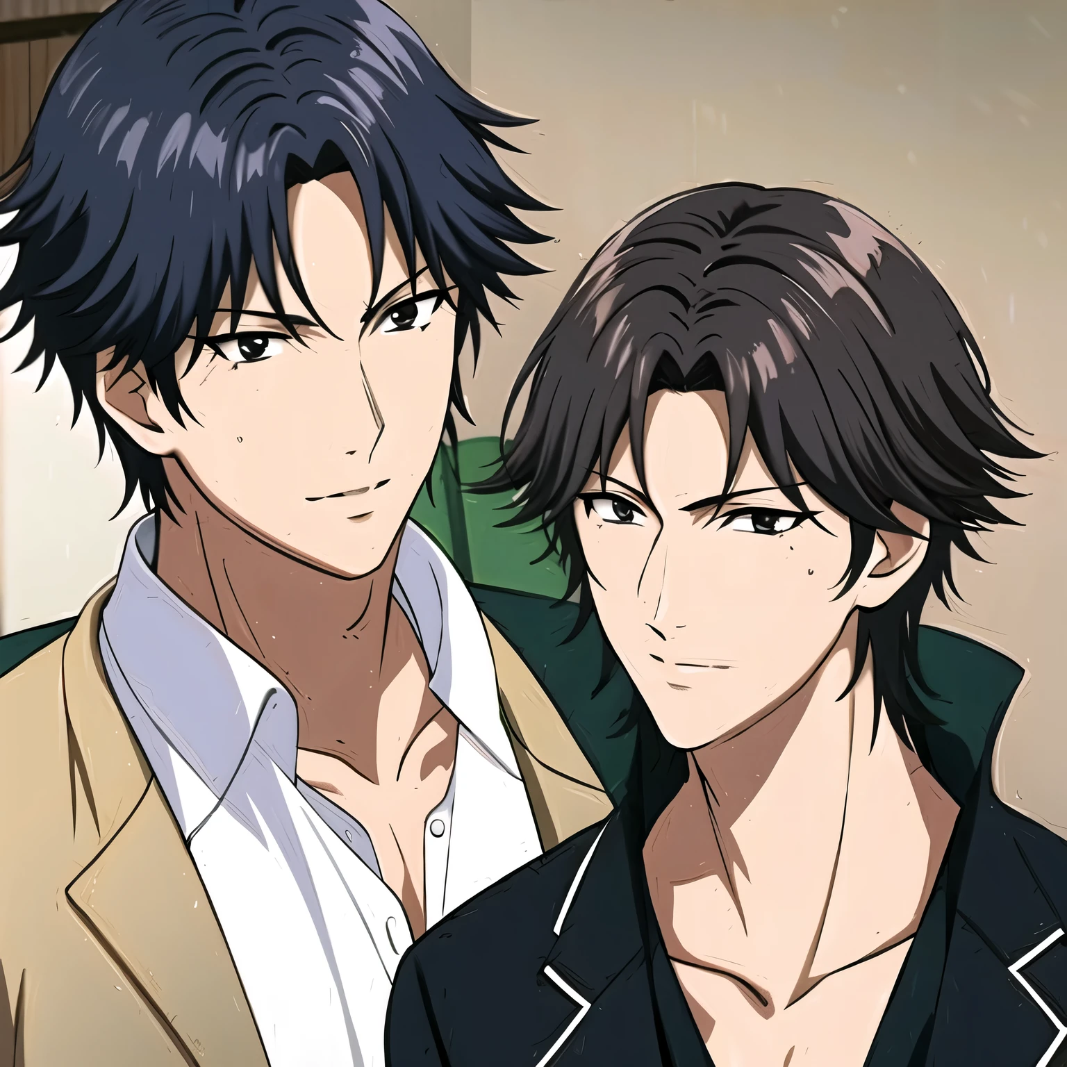(masterpiece, best quality:1.2), 1 boy, Solitary, Male focus, Dark purple gray hair,Hair parted in the middle,(short hair),The ends of the hair are slightly raised,confidence,Publicity