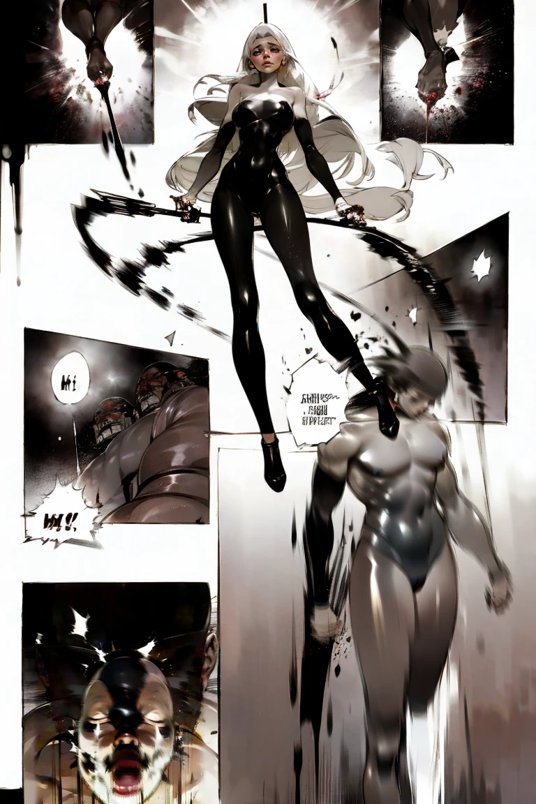 comic storyboard，realistic，3d，Unreal Engine 5，skin texture，anatomically correct,1 beautiful korean lady in a sexy leotard and sexy leggings，solo，legging chain， holding hiny, with a smile, skewering many sausages with metal sticks and drenched with white cream, front view, fullbody， ((Best quality)), ((Masterpiece)), ((Realistic))，UHD，rich background, film shooting, depth of field, Super visual, touch of supernatural horror, insanely terrifying masterpiece，Pink cave, flowing white sticky lotion, flowing down in strands，,body glow，Glowing Line，fluorescence,Glow Example，Tracking example，flash， Backlight，translucent，light particles，Strange schizophrenic imagery fills the room, showing an eerie blood-red starry sky pattern and the walls are liquid