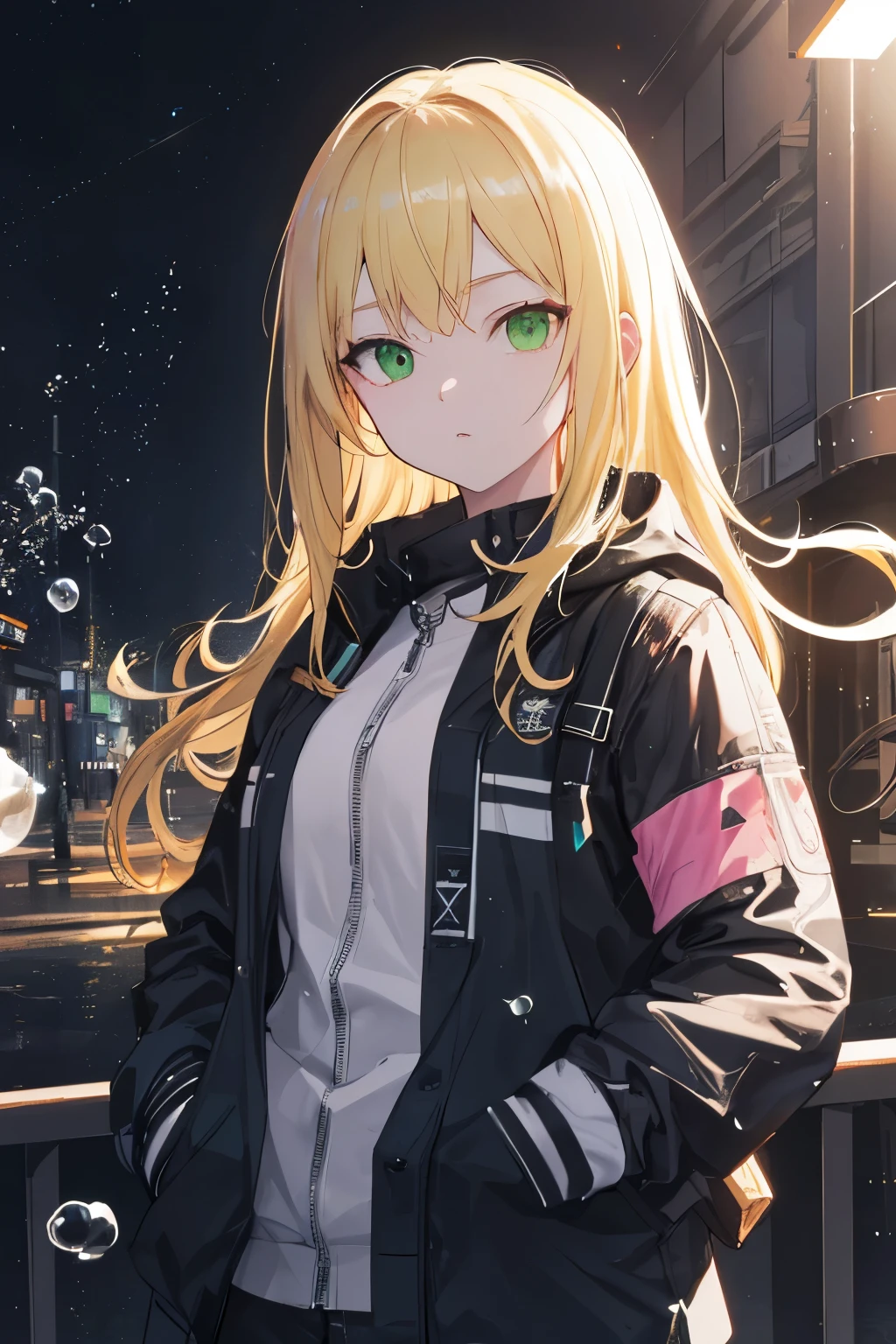 (high quality,Very detailed:1.37, High resolution), Woman, (very long hair:1.5), blonde hair, (multicolored eyes:1.5), blue eyes, yellow eyes, large breasts, (wetting herself:1.5), standing, (jacket:1.5), colorful jacket, (jeans:1.5), (arms crossed:1.5), embarrassed, humiliation, angry, blushing, Cyberpunk Style, Cyberpunk Cityscape, Neon Light, High-tech accessories, Meticulous details, (extremely detailed eys:1.37), Glowing LED pattern, Urban scenery, Futuristic elements, Mysterious Aura, ,Flying cars racing through the air, Holographic Advertising, Visually stunning architecture, Energetic and dynamic poses, Gives off a powerful aura, The cityscape reflected in her metallic eyes, Graceful movement amidst chaos, A moonlit sky with a futuristic hue, Pulsating Electronic Soundtrack, Enhanced Augmented Reality Overlays, Interacting with virtual objects in the environment