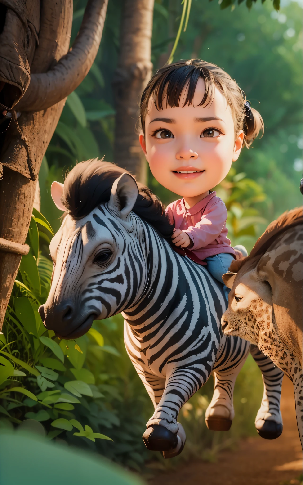 cartoon of a family riding an elephant with a baby and two giraffes, realistic cartoon, cartoon art, cartoon painting, digital cartoon painting art, caricature illustration, an indonesian family portrait, cartoon digital art, cartoon digital painting, digital art cartoon, in cartoon style, cartoon artstyle, potrait, cartoon portrait, cartoon art style, 3 d cartoon, family portrait