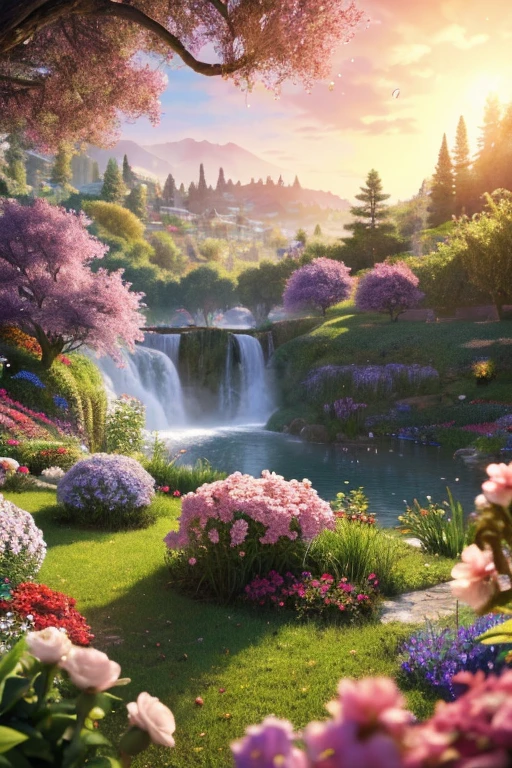 Israel- Fantastic - Painting Style Waterfall Soft painting style Brightly colored Bright light a wonderful heavenly garden, rainbow reflected on a splendid river valley of eden sea a wonderful valley,Morning sun, river, Rose, Pastel pink path, Beautiful atmosphere, dream , Israel, almond blossom, wonderful, painting style Israel courtyard full of flowers and grapevine, Solomon's Extravagant Style'temple ,Pearl Gemstones, By Pascal Blanche Rutkowski , 4K resolution ,Written by Thomas Kinkade.A vineyard masterpiece, 最high quality, high quality,Very detailed CG unity 8k wallpaper, An enchanting and dreamy scene of a fantasy forest, Towering Tree々with, Glowing Mushroom, hidden fairy valley, Creates a sense of mystery and fascination, artステーション, digital illustration, Complex, trend, pastel colour, oil, Award-winning photography, Bokeh, Depth of written boundary, High resolution, bloom, chromatic aberration ,Realistic,Very detailed, trend on artステーション, trend on CGsociety, Complex, Attention to detail, dramatic, art:mid journey