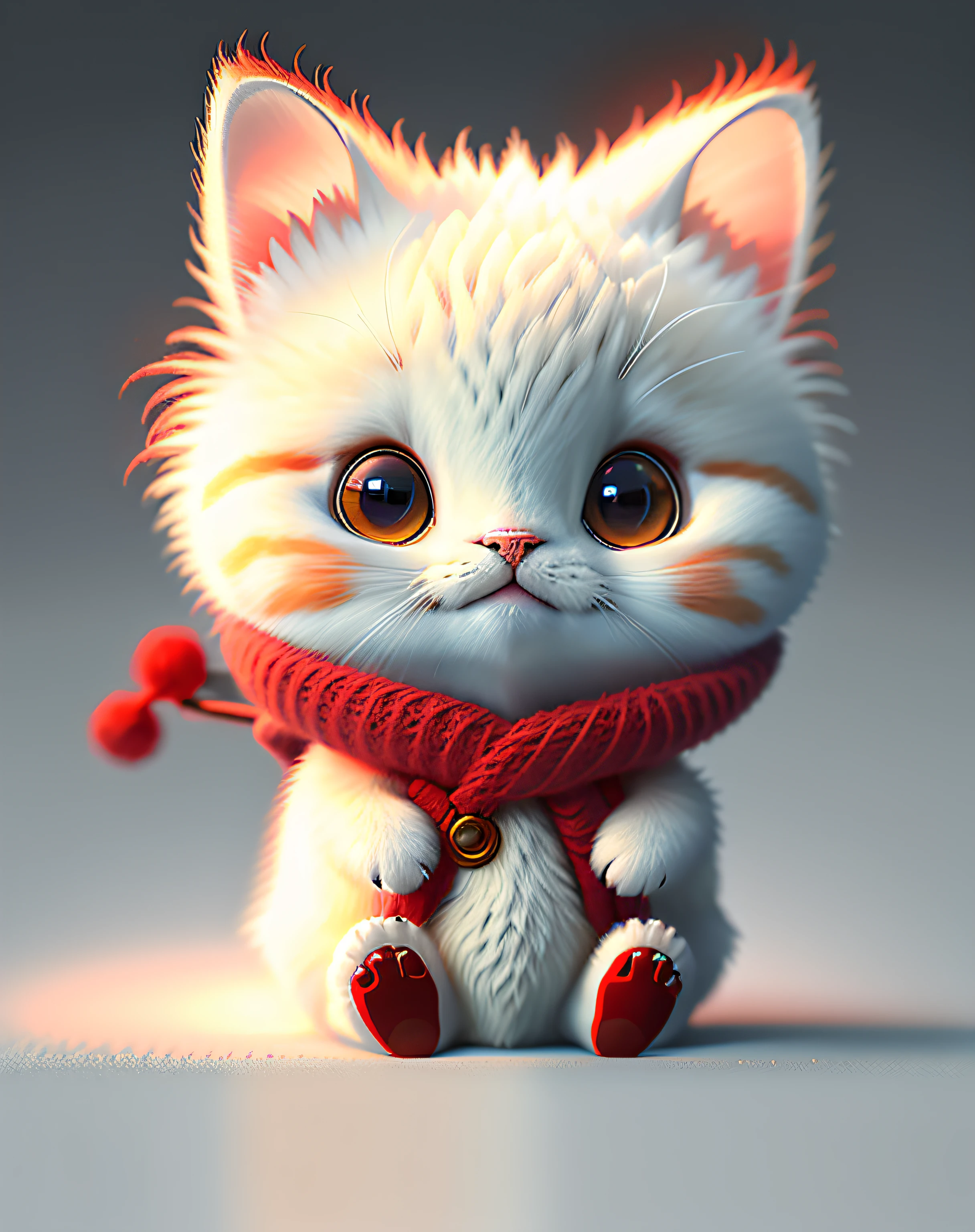 Cat, Bright red, look at a camera, No_The human, depth of fields, ((Empty background)), ((white backgrounid)) Dark_glam, Dressed in DRK_glam, deepshadow, (murky: 1.4), (8K, Raw photo, top-quality, masterpiece: 1.2), Logo, vector, Line Graphics, Design, inspiration, straight line, symmetry