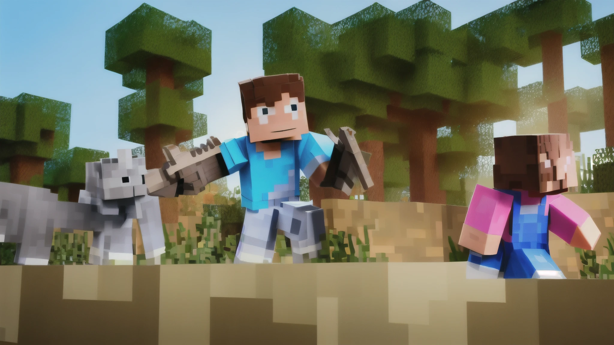 shooting a zoombie, minecraft, character