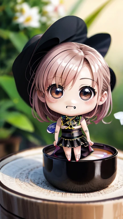 (highest quality、8k、32k、masterpiece)、(Realistic)、(Realistic:1.2)、(High resolution)、Very detailed、Very beautiful face and eyes、1 girl:1.4、Round and small face、Tight waist、Delicate body、(highest quality、Attention to detail、Rich skin detail)、(highest quality、8k、Oil paint:1.2)、Very detailed、(Realistic、Realistic:1.37)、Bright colors、((chibi:1.5))