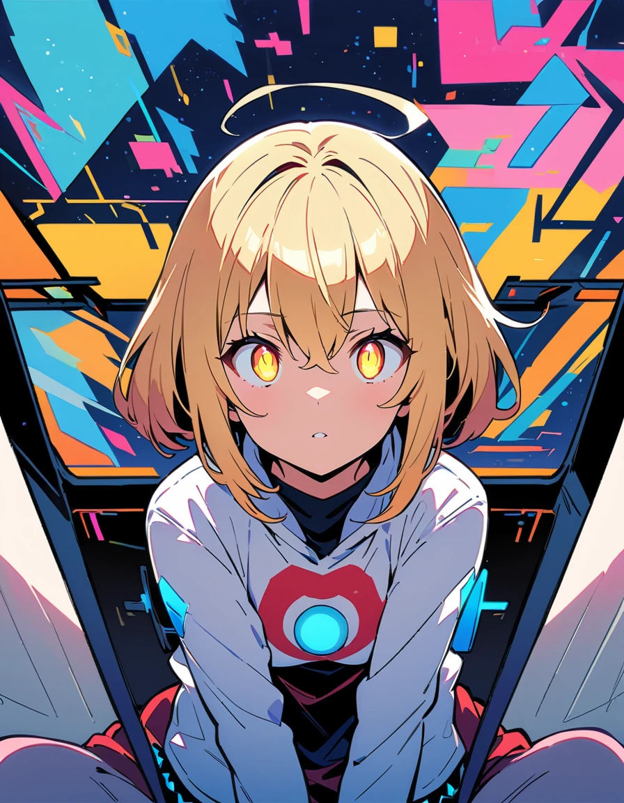 (highest quality、masterpiece、High resolution、detailed)、animeスタイル、Flat Style、extremely detailed、High saturation、(Shining Eyes、detailed美しい顔), BREAK,1 girl、A young sexy woman with short hair and blonde hair in sexy clothes sits in a spaceship seat、A beautiful starry sky can be seen from the window.。(highest quality、masterpiece、High resolution、detailed)、animeスタイル、Flat Style、(Shining Eyes、detailed美しい顔), BREAK,anime