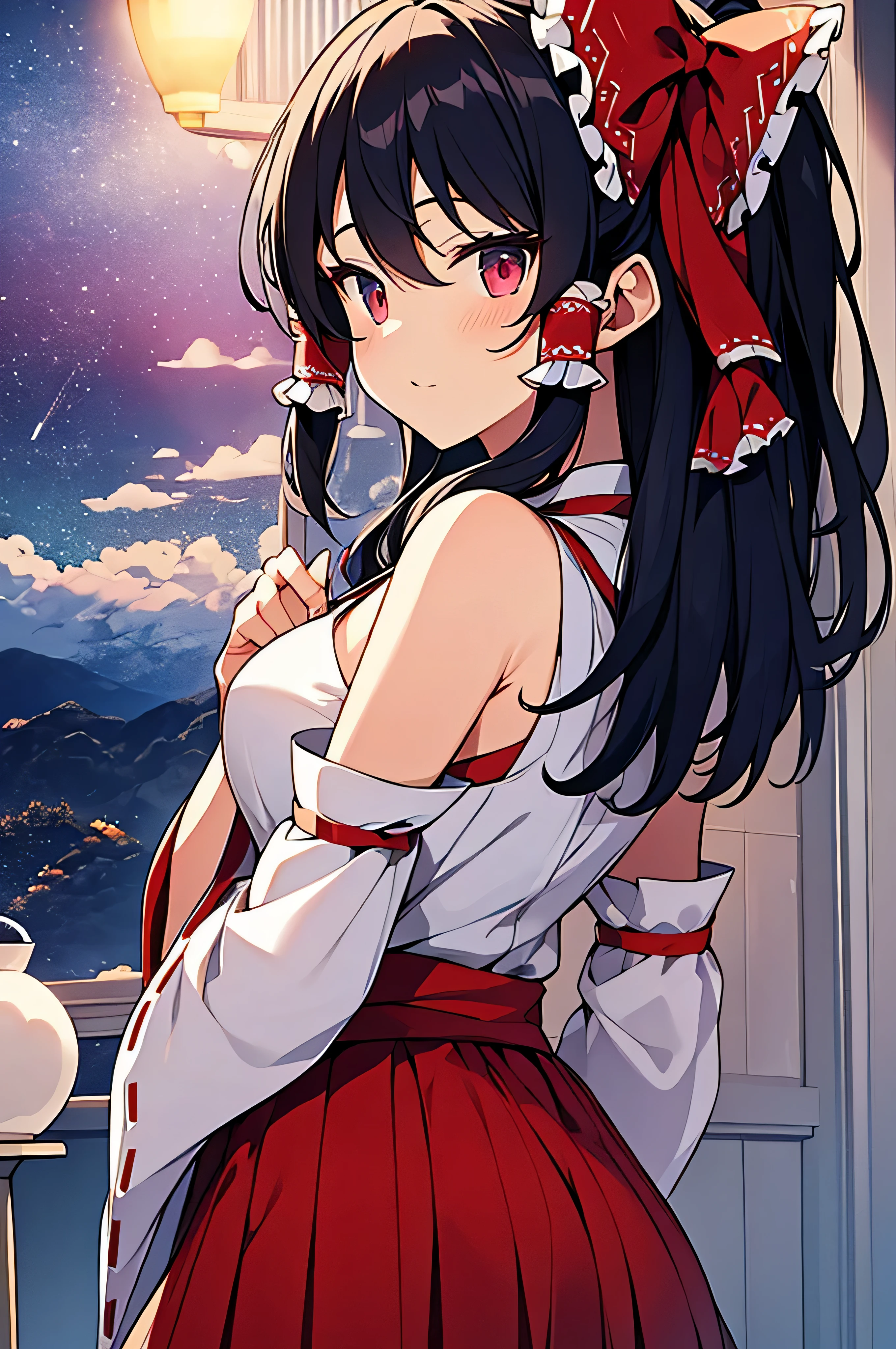 (Best image quality), hakurei reimu,Oriental Project, sad, performer, milky way
