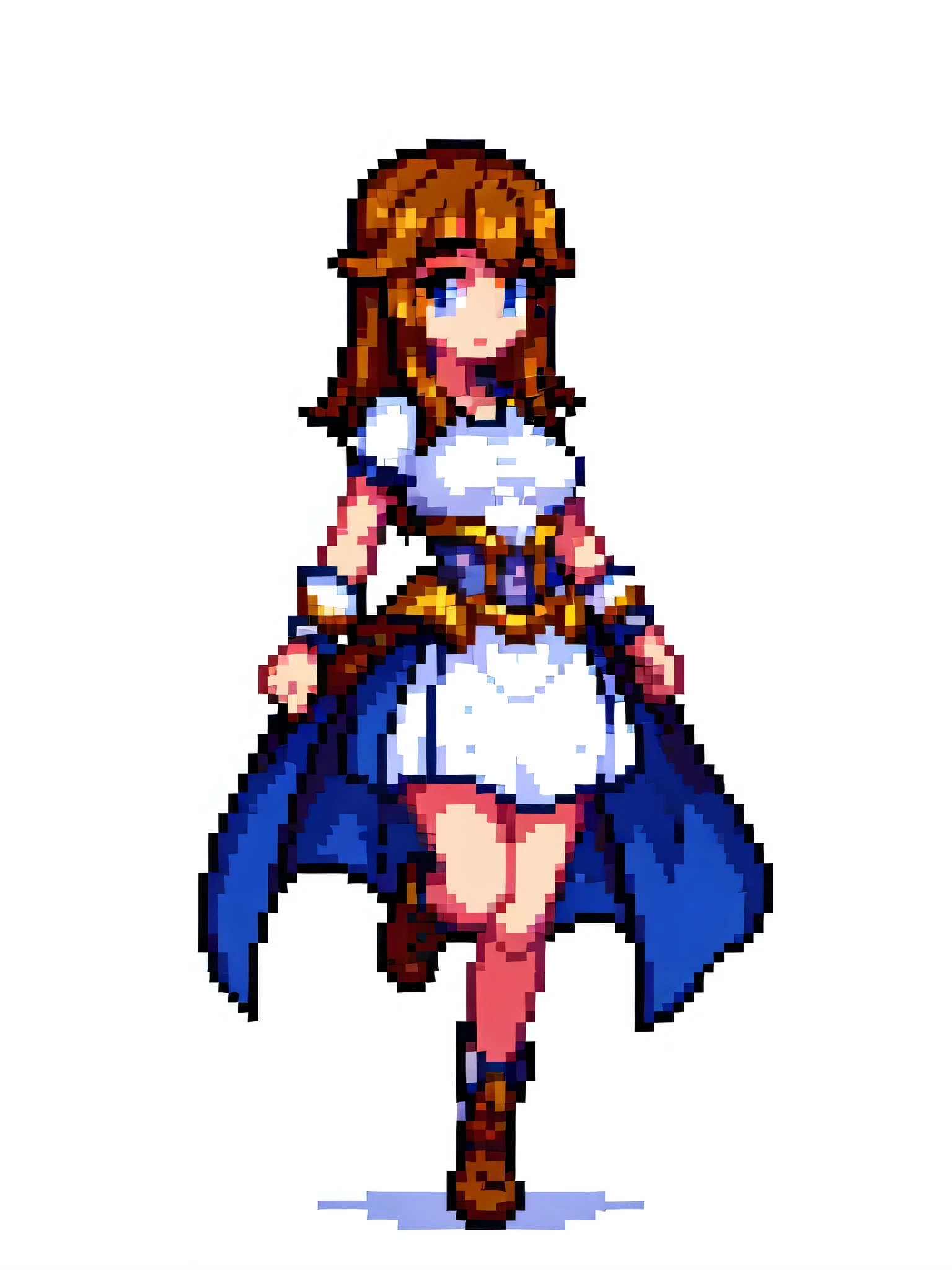 masterpiece , best quality , pixel art , 1 girl , fantasy clothes , full body , (white background:2)