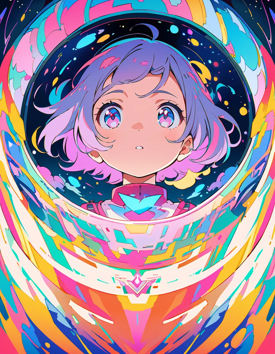 (highest quality、masterpiece、High resolution、detailed)、Anime Style、Flat Style、extremely detailed、High saturation、(Beautiful Eyes、detailed美しい顔),  BREAK,anime style, super fine illustration, highly detailed, dynamic angle, beautiful detailed, 8k, In a spaceship, a 10-year-old girl gazes at the Earth through a window, her eyes sparkling as she sees it for the first time.